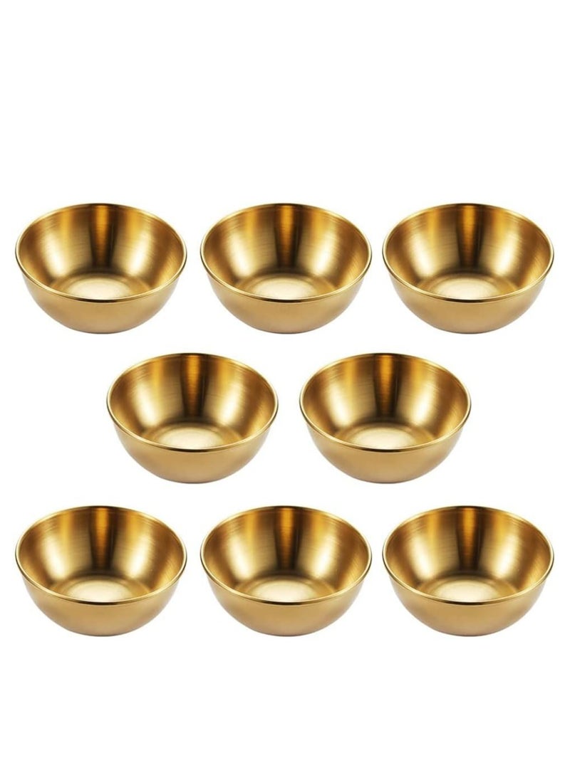 8-Pack 3.2-inch Golden Stainless Steel Mini Sauce Cups for Sushi, Desserts, Condiments，Dipping Bowl