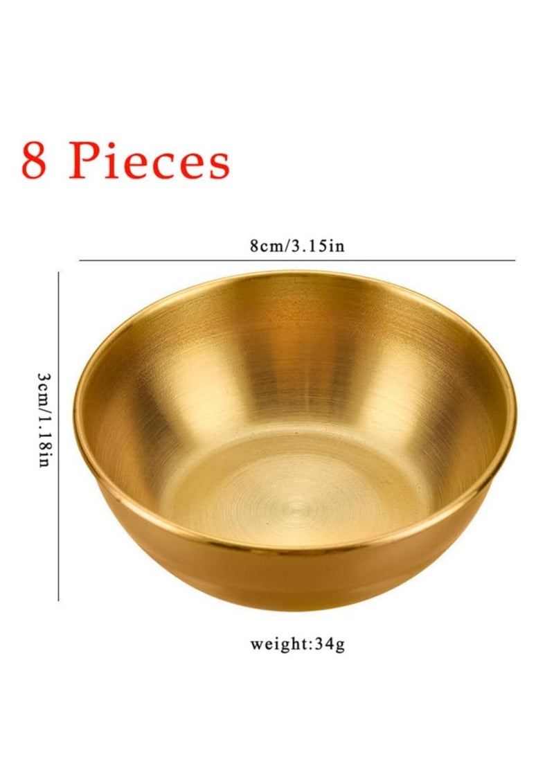 8-Pack 3.2-inch Golden Stainless Steel Mini Sauce Cups for Sushi, Desserts, Condiments，Dipping Bowl