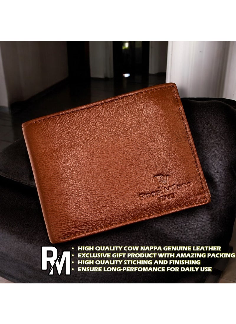 Men's Genuine Leather Brand Logo Wallet, Brown