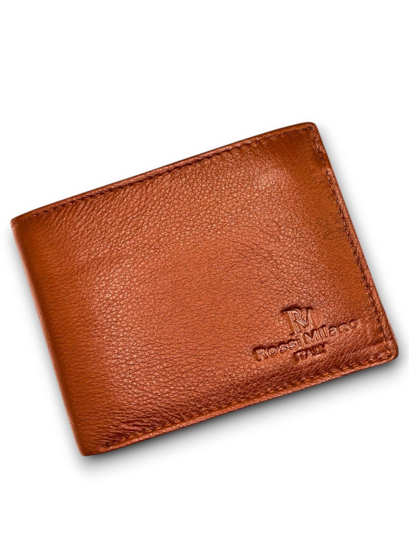 Men's Genuine Leather Brand Logo Wallet, Brown