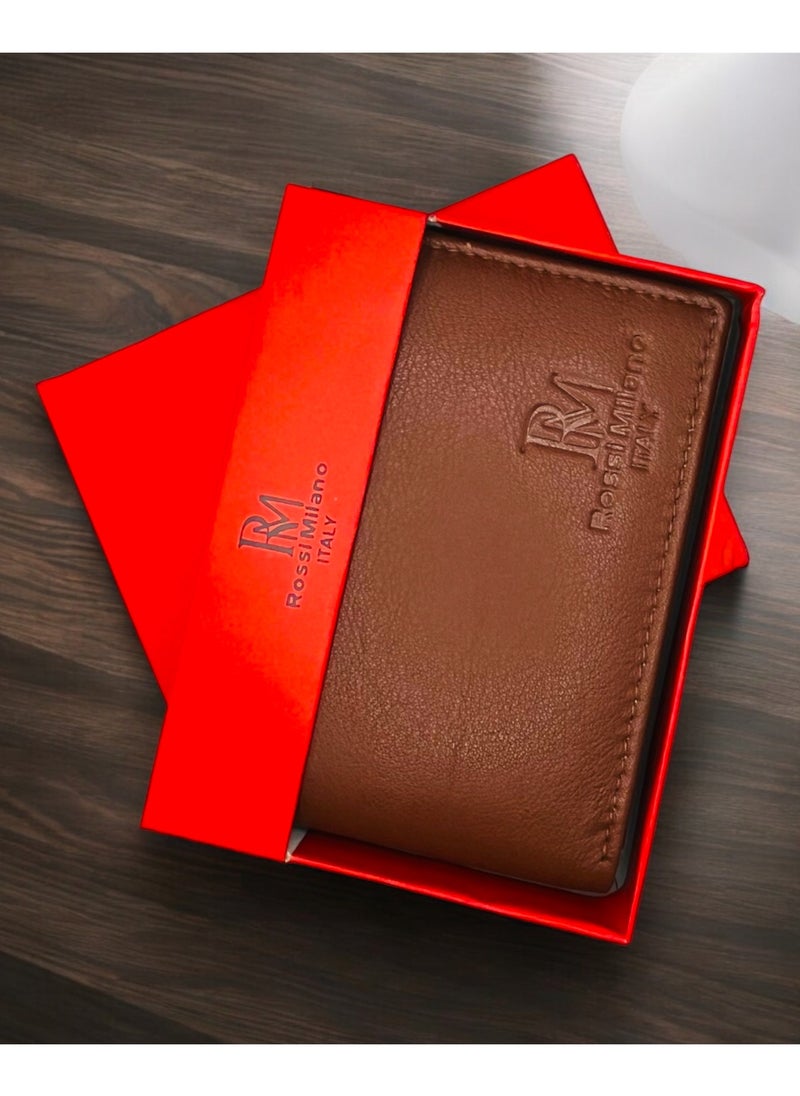 Men's Genuine Leather Brand Logo Wallet, Brown