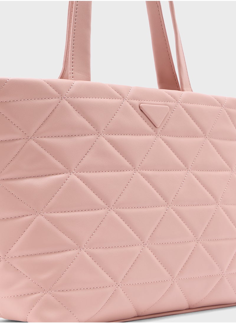 Quilted Geometric Texture Tote Bag