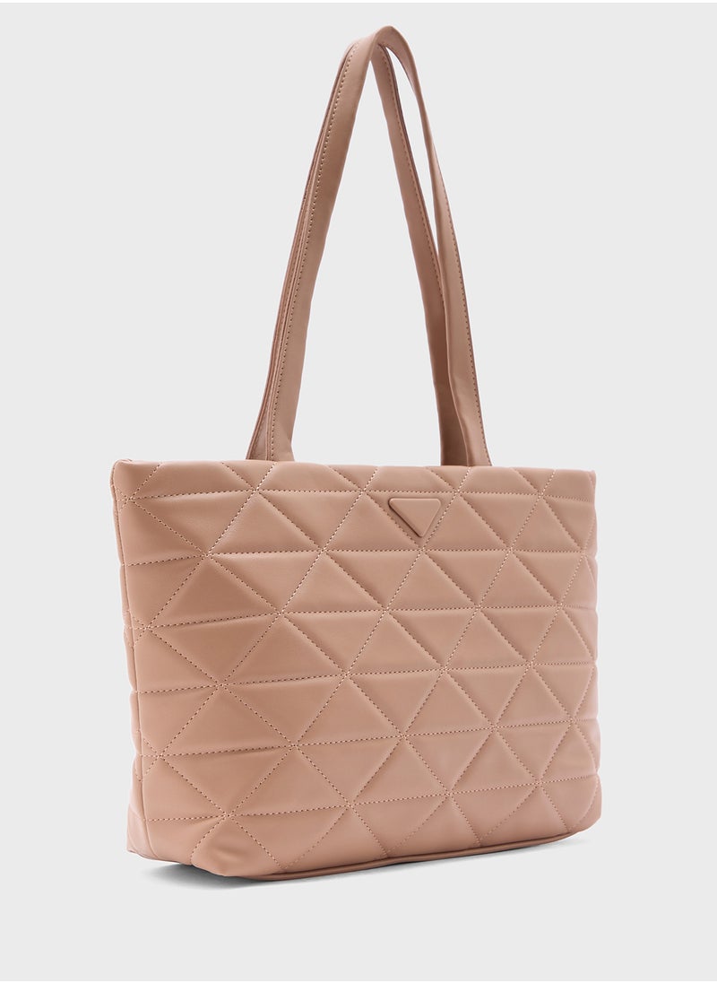 Quilted Geometric Texture Tote Bag