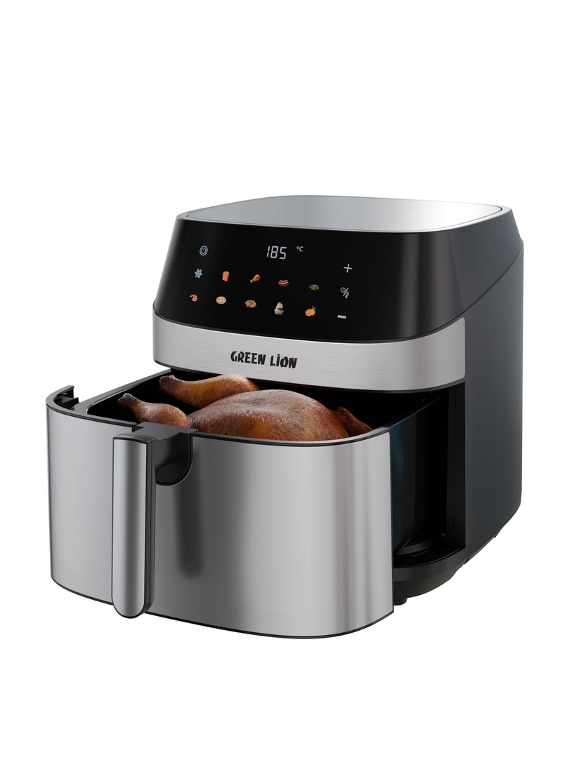 Air Fryer 8L with LED Touch Screen/ Deluxe / Non-Stick Coating / Up to 200°C Temperature / Air Fry / Airfryer 2200W Power with 10 Preset Programs - Black