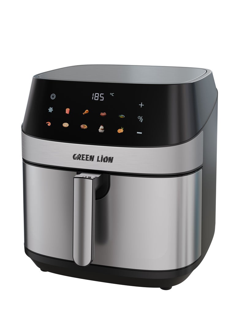Air Fryer 8L with LED Touch Screen/ Deluxe / Non-Stick Coating / Up to 200°C Temperature / Air Fry / Airfryer 2200W Power with 10 Preset Programs - Black