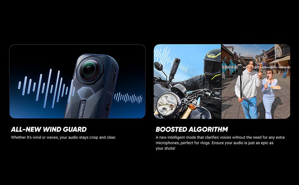 X5 - Waterproof 8K 360° Action Camera, Leading Low Light, Invisible Selfie Stick Effect, Rugged and Replaceable Lens, 3-Hour Battery, Built-in Wind Guard, Stabilization, Triple AI Chip Design