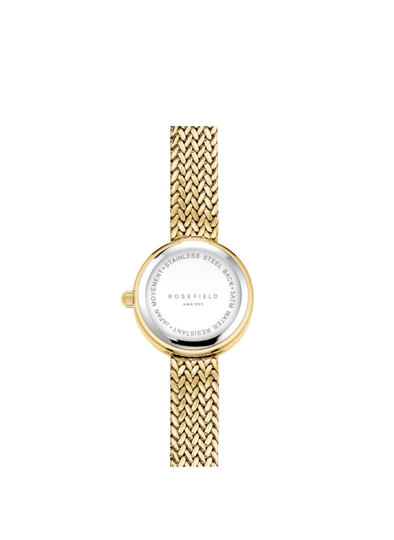 Mini Small Edit Champagne Dial Crystal Gold Woven Mesh Strap - MCGMG-M03