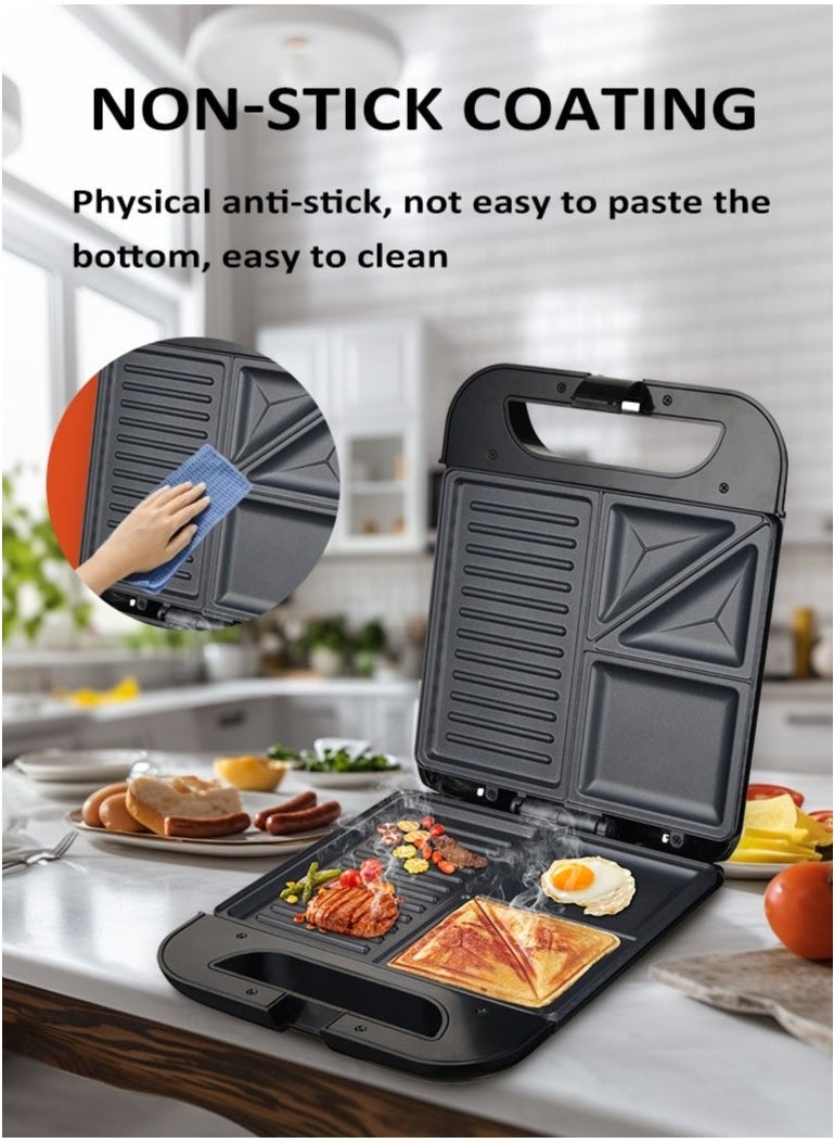 4 Slice Grill Maker – Non-Stick, Stainless Steel Sandwich Maker with Handle Locking System, Indicator Light, Overheat Protection 1400W SK-08127