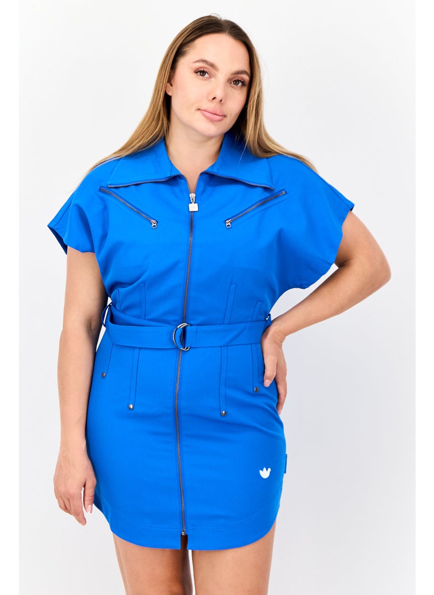 Women Sportswear Fit Short Sleeve Outdoor Dress, Blue