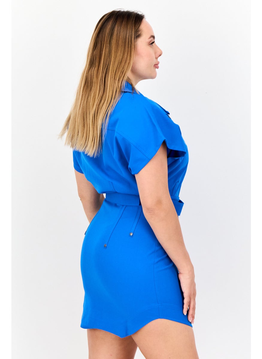 Women Sportswear Fit Short Sleeve Outdoor Dress, Blue