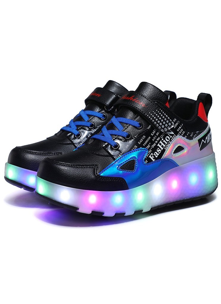 LED Flash Light Fashion Shiny Sneaker Skate Heelys Shoes With Wheels And Lightning Sole