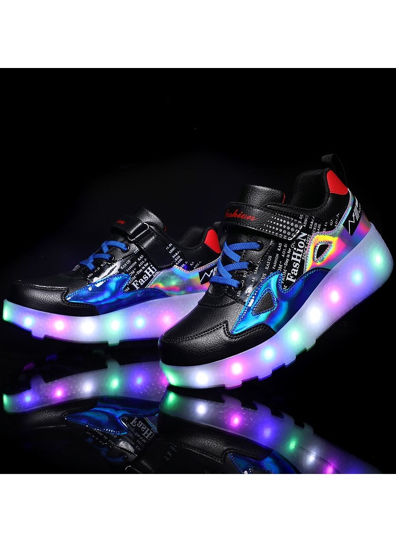 LED Flash Light Fashion Shiny Sneaker Skate Heelys Shoes With Wheels And Lightning Sole