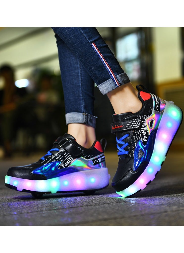 LED Flash Light Fashion Shiny Sneaker Skate Heelys Shoes With Wheels And Lightning Sole