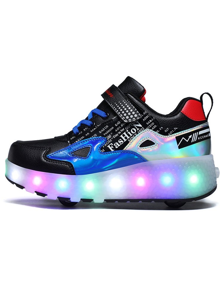 LED Flash Light Fashion Shiny Sneaker Skate Heelys Shoes With Wheels And Lightning Sole