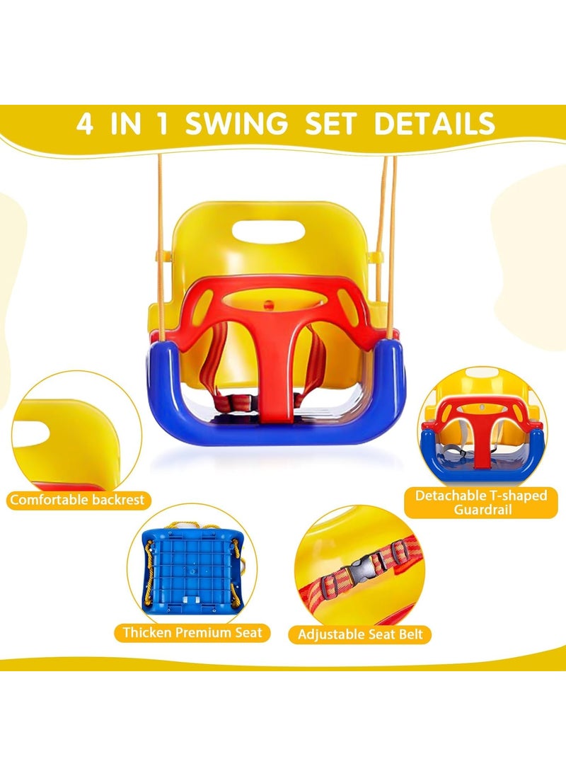 JUMIX Toddler Swing Set with Frame Indoor Outdoor Baby Swing with Foldable Metal Stand Kids Swing Set for Backyard Easy to Assemble Store Blue