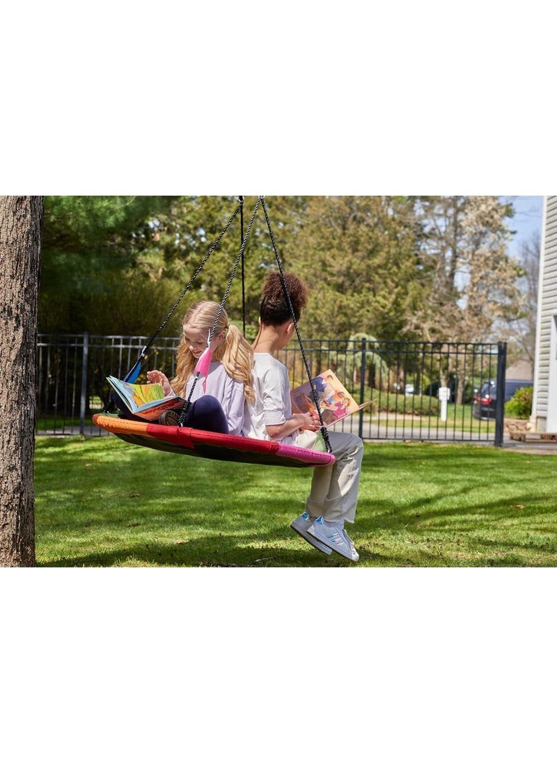 Saucer Tree Swing Waterproof Flying Saucer Swing with 800lbs Large Weight Capacity Round Swing Set for Kids Adults Outdoor Indoor Use Multicolour 40 Inch