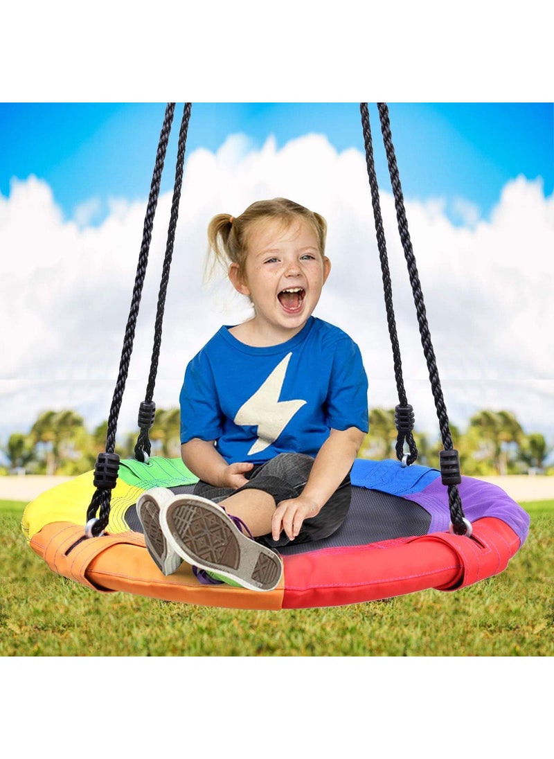 Saucer Tree Swing Waterproof Flying Saucer Swing with 800lbs Large Weight Capacity Round Swing Set for Kids Adults Outdoor Indoor Use Multicolour 40 Inch