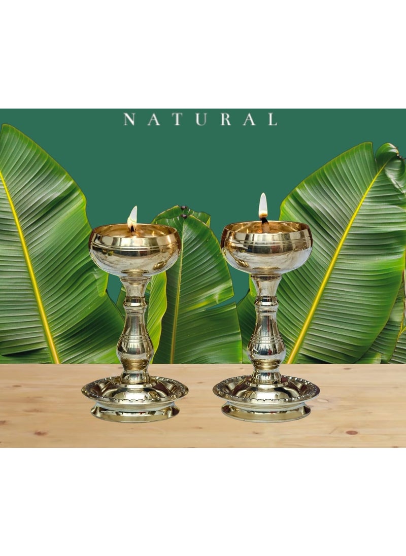 Effigy onlinehub Brass Udupi Nanda Bowl Long Table Diya Akand Jyoti Diya DeepakLamp Long Diyas for HomePooja Puja RoomPital Decoration DipakPack of 2