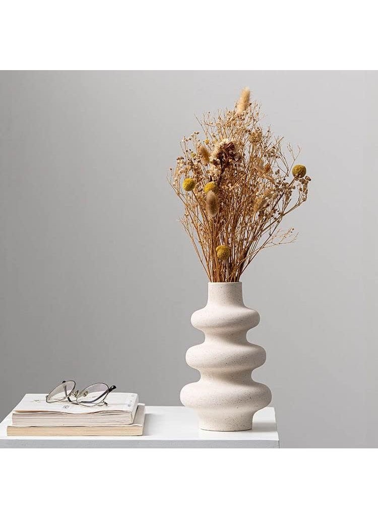 Arte Casa White Frosted Ceramic vase Creative spot vase Simple Style vase for Bedroom Living Room Decoration Home Decor
