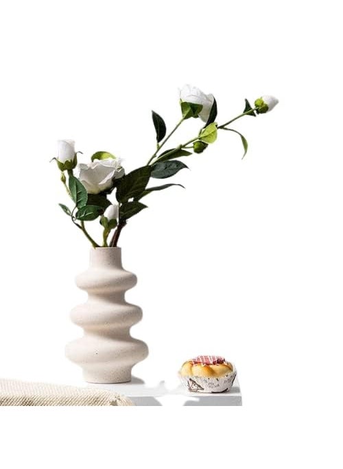 Arte Casa White Frosted Ceramic vase Creative spot vase Simple Style vase for Bedroom Living Room Decoration Home Decor