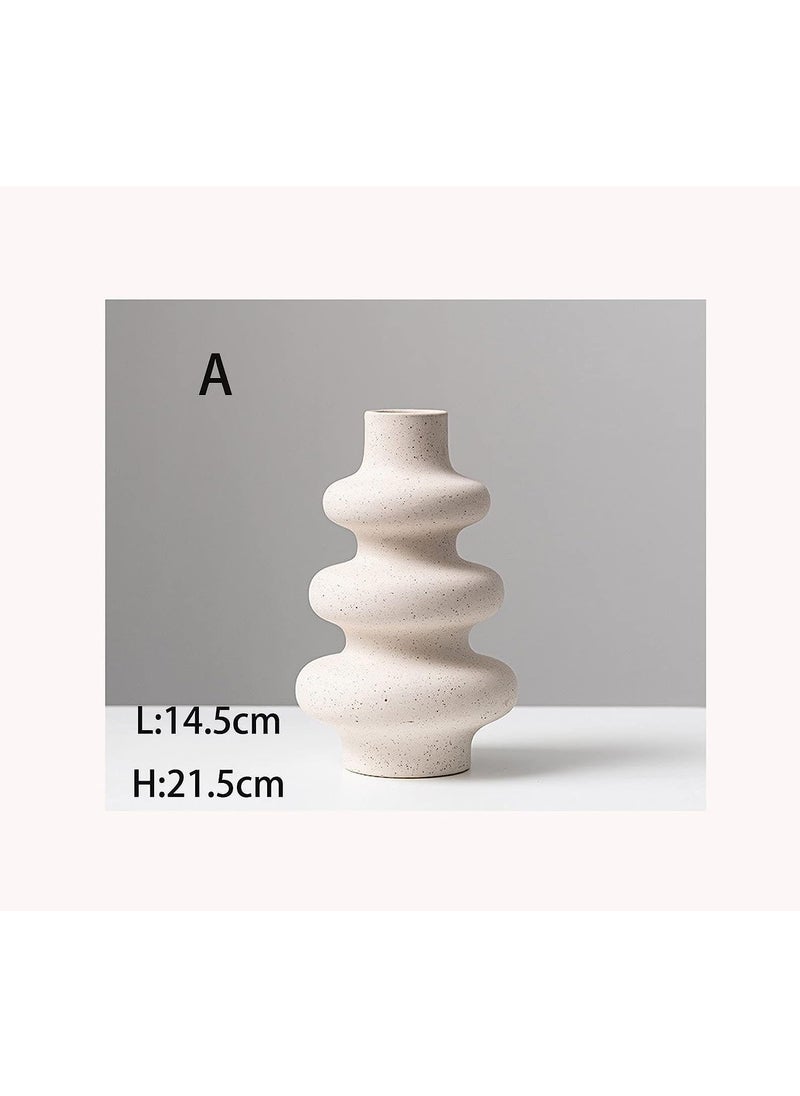 Arte Casa White Frosted Ceramic vase Creative spot vase Simple Style vase for Bedroom Living Room Decoration Home Decor