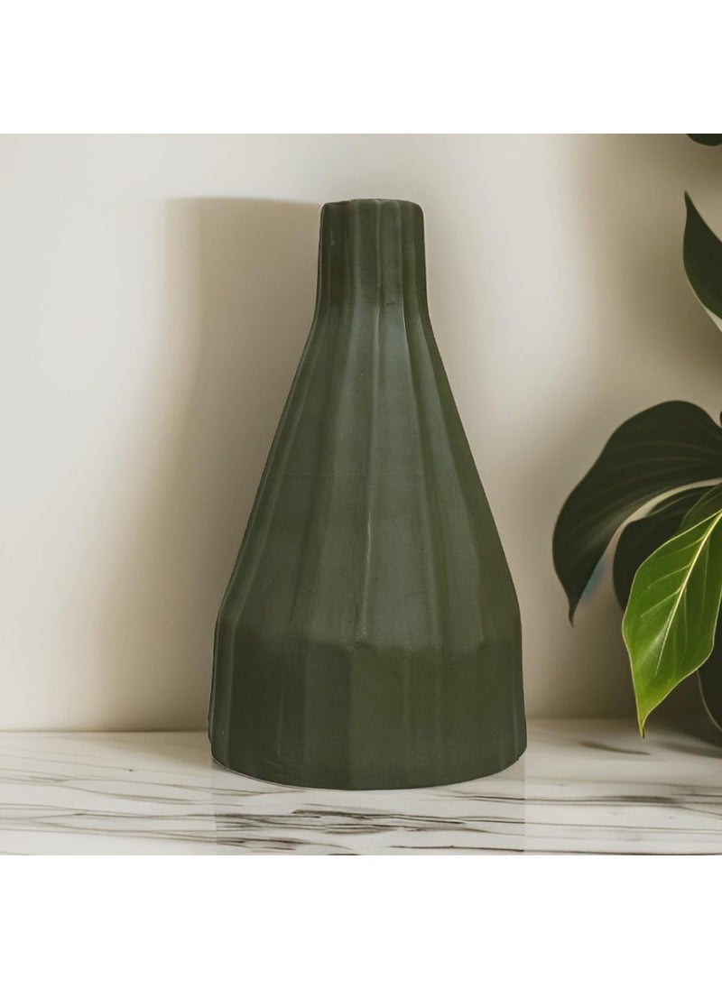 Lagom Decor Green Flower Vase 9 inches Flower Pot Pampas Grass Vase Ceramic Vase Decor for Home Office Decor Ideal Christmas New Year Gift Yours for Living Room Your