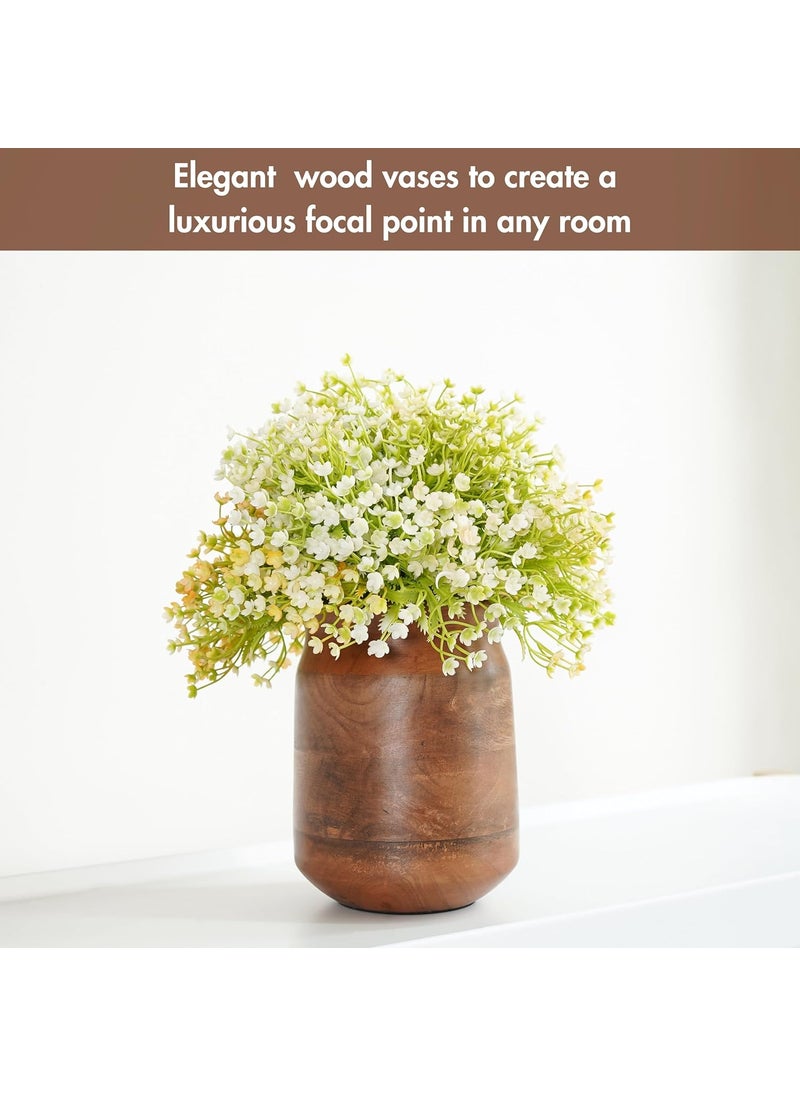 Behoma Flower Vase Jar Shape Mango Wood Vases for Flowers for Decor Home Living Room Kitchen Office Walnut Brown Finish Height 61 inch 155 cm