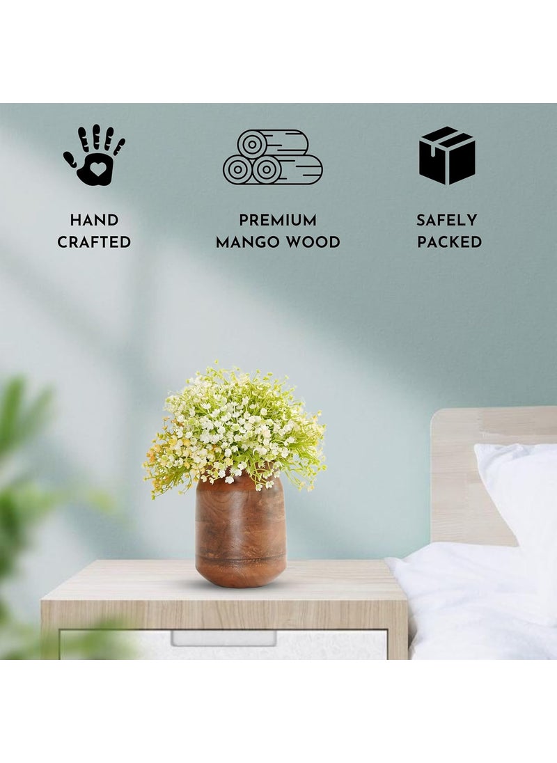 Behoma Flower Vase Jar Shape Mango Wood Vases for Flowers for Decor Home Living Room Kitchen Office Walnut Brown Finish Height 61 inch 155 cm
