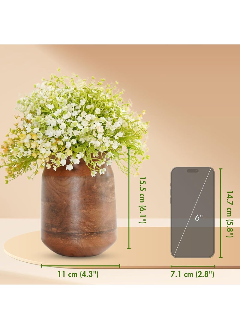 Behoma Flower Vase Jar Shape Mango Wood Vases for Flowers for Decor Home Living Room Kitchen Office Walnut Brown Finish Height 61 inch 155 cm
