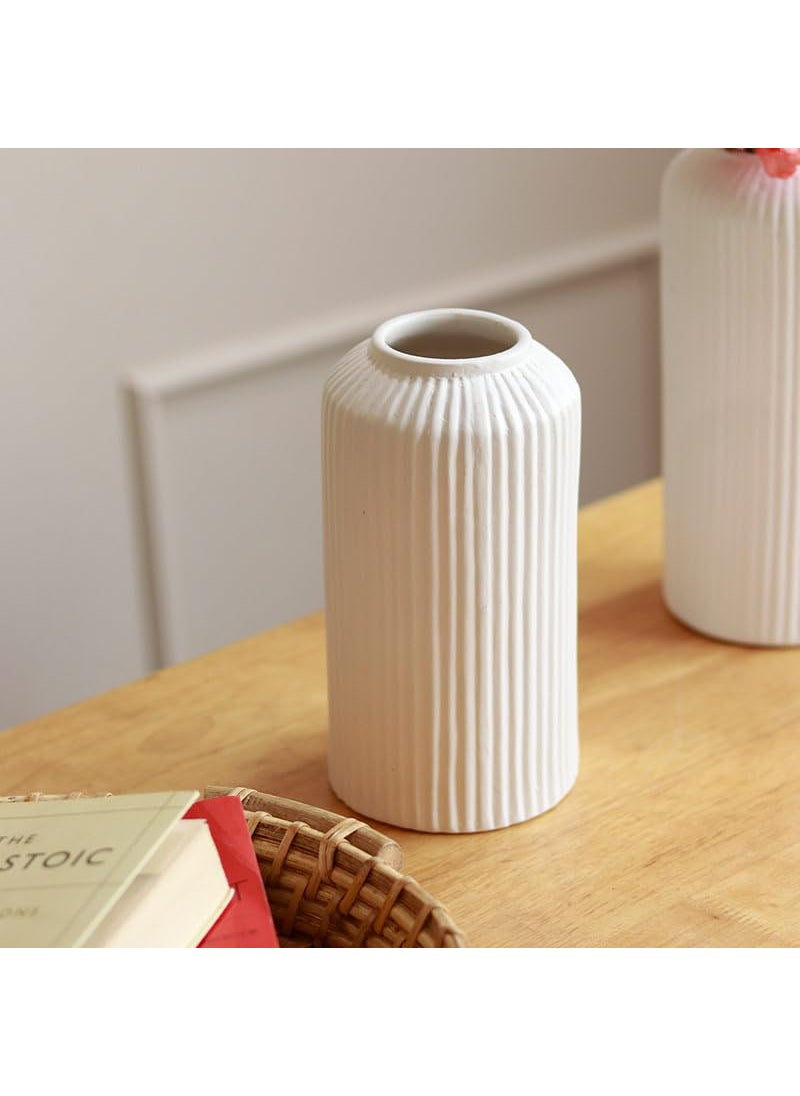CLOUD INDIA Decorative Ribbed Design Vase Combo for Home Decor CentrepieceDecor Showpiece White Set of 3Size 1296 Inch