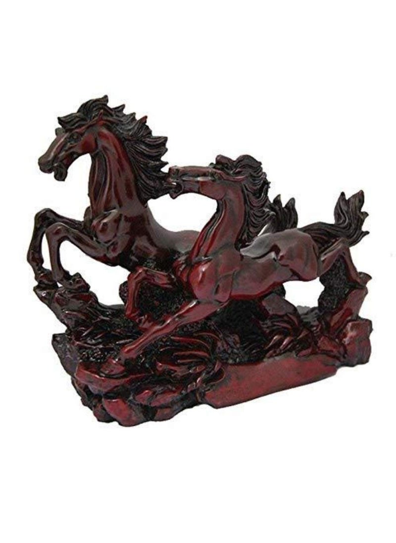 GJ Polyresin Feng Shui Two Running Horses Showpiece Red Color