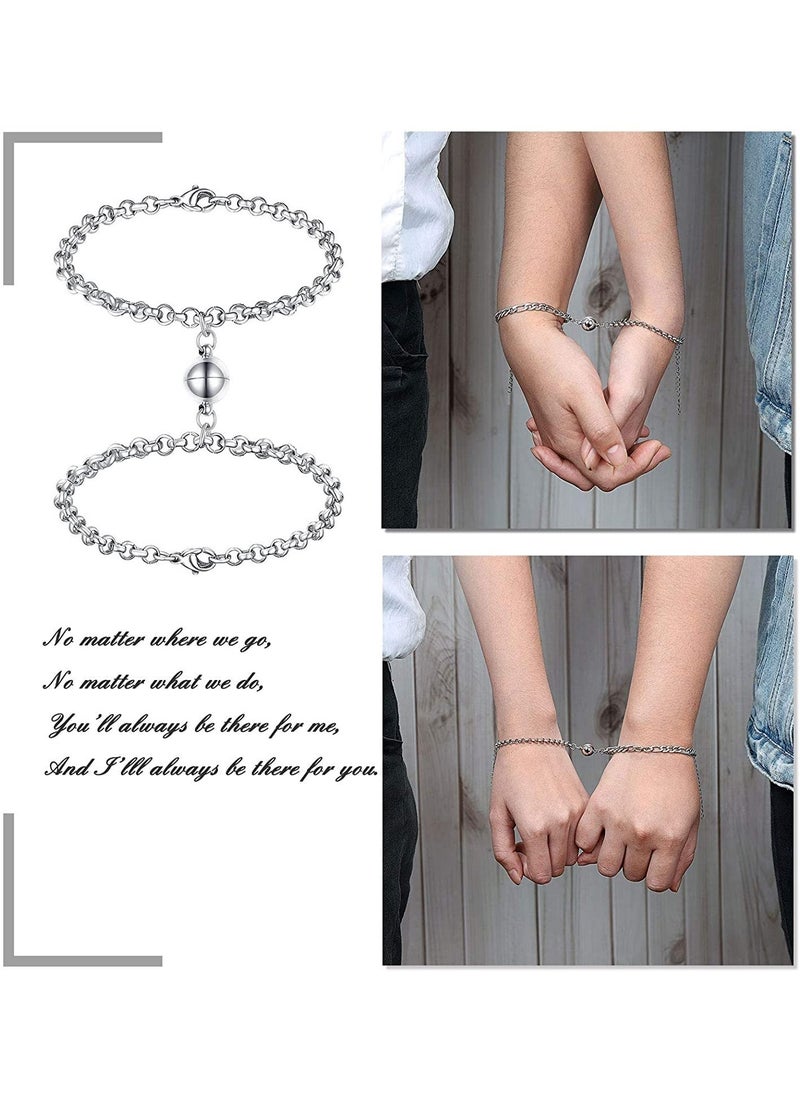 Bigwheels KX00029801 Combo of Mutual Attraction Relationship Forever Matching Round Ball Shape Bracelets with Yellow Rose Flower with Golden Leaf with Gift Box Pack of 2