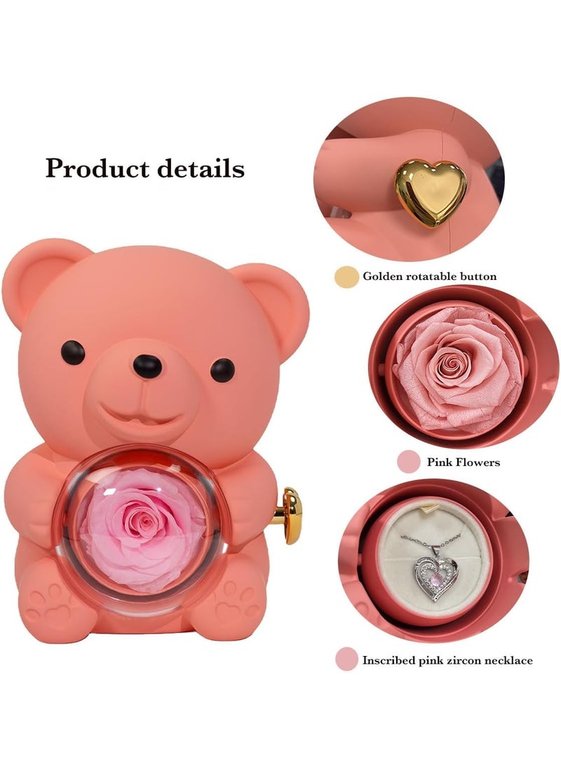 Fayleeko Romantic Preserved Rose Cute Bear Eternal Flower Gift for Mom Wife Girlfriend Grandma Ideal for Valentines Mothers Day Christmas Birthdays
