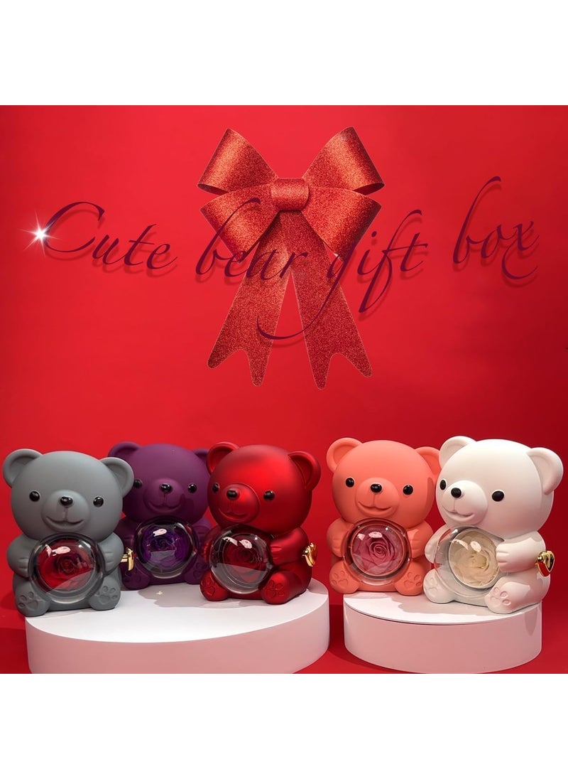 Fayleeko Romantic Preserved Rose Cute Bear Eternal Flower Gift for Mom Wife Girlfriend Grandma Ideal for Valentines Mothers Day Christmas Birthdays