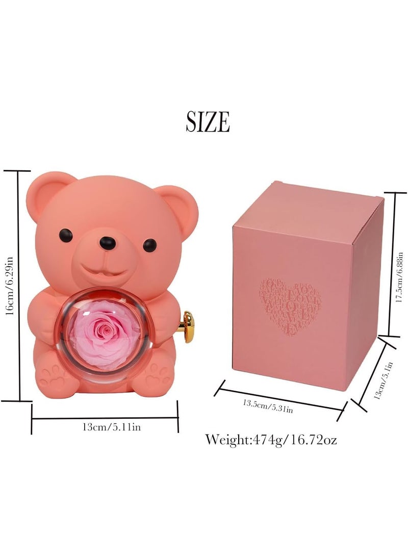 Fayleeko Romantic Preserved Rose Cute Bear Eternal Flower Gift for Mom Wife Girlfriend Grandma Ideal for Valentines Mothers Day Christmas Birthdays