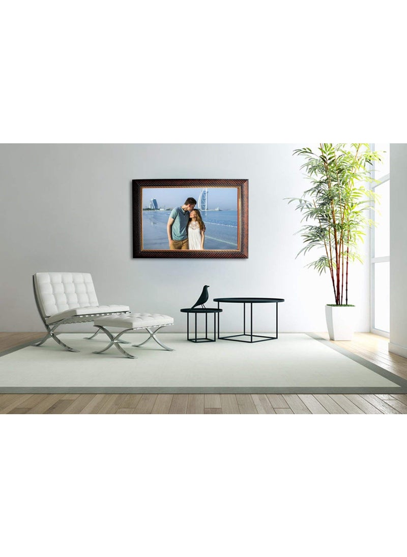 KDM HOME DECOR Photo frame 8x12A4 Inches Flexible Glass Synthetic Wood HangingTable Top High Density Photo Frame for Wall Decoration Chatai Dark Brown Color