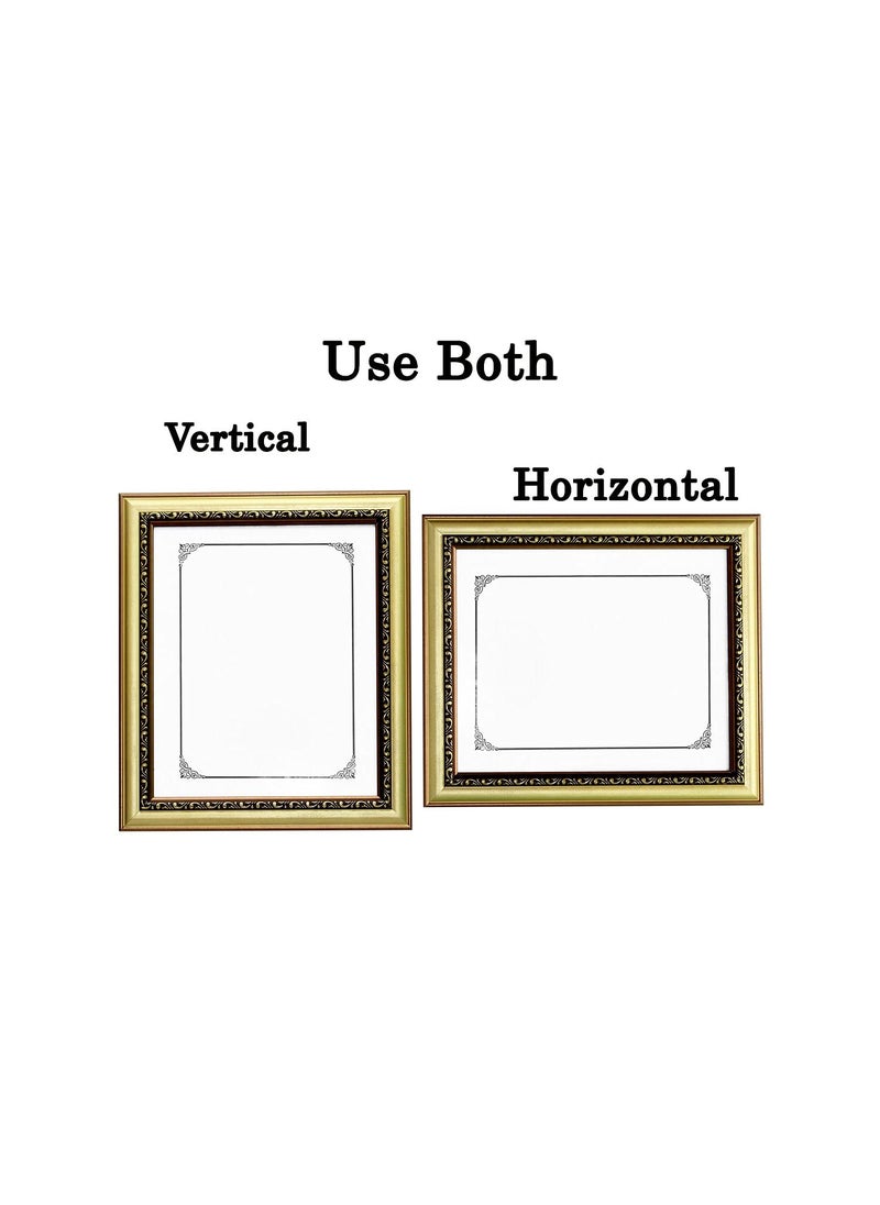 KDM HOME DECOR Photo frame 8x10 Inch Flexible Glass Synthetic Wood HangingTable Top High Density Photo Frame for Wall Decoration Dal Golden Color