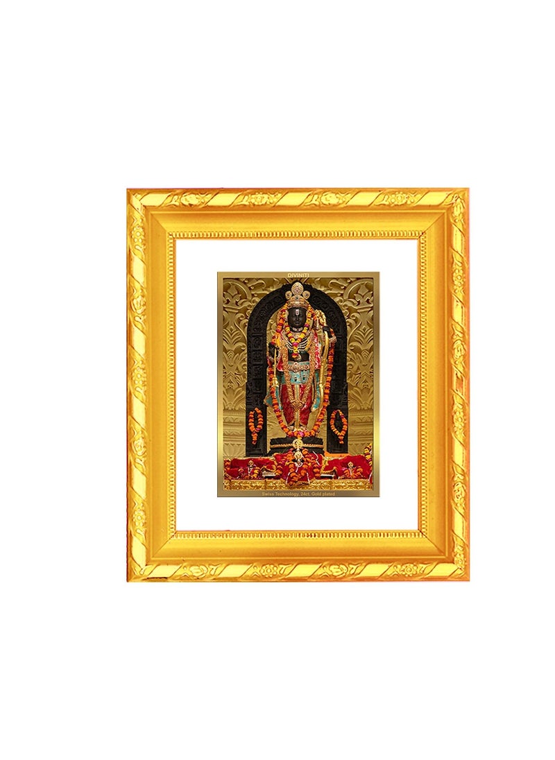 DIVINITI 24K Gold Plated Ram Lalla Photo Frame For Home Decor Wall Decor Table Top Puja Room DG Frame 103 Size 1 with 24K Gold Plated Foil Ram Mandir For Puja Gift 13 X 15 CM