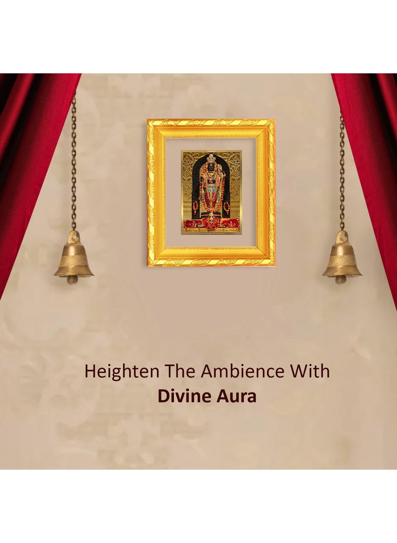 DIVINITI 24K Gold Plated Ram Lalla Photo Frame For Home Decor Wall Decor Table Top Puja Room DG Frame 103 Size 1 with 24K Gold Plated Foil Ram Mandir For Puja Gift 13 X 15 CM
