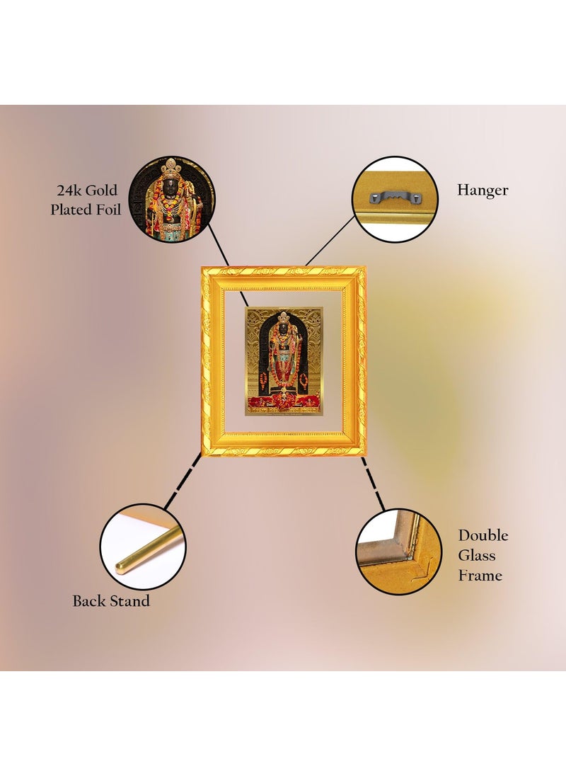 DIVINITI 24K Gold Plated Ram Lalla Photo Frame For Home Decor Wall Decor Table Top Puja Room DG Frame 103 Size 1 with 24K Gold Plated Foil Ram Mandir For Puja Gift 13 X 15 CM