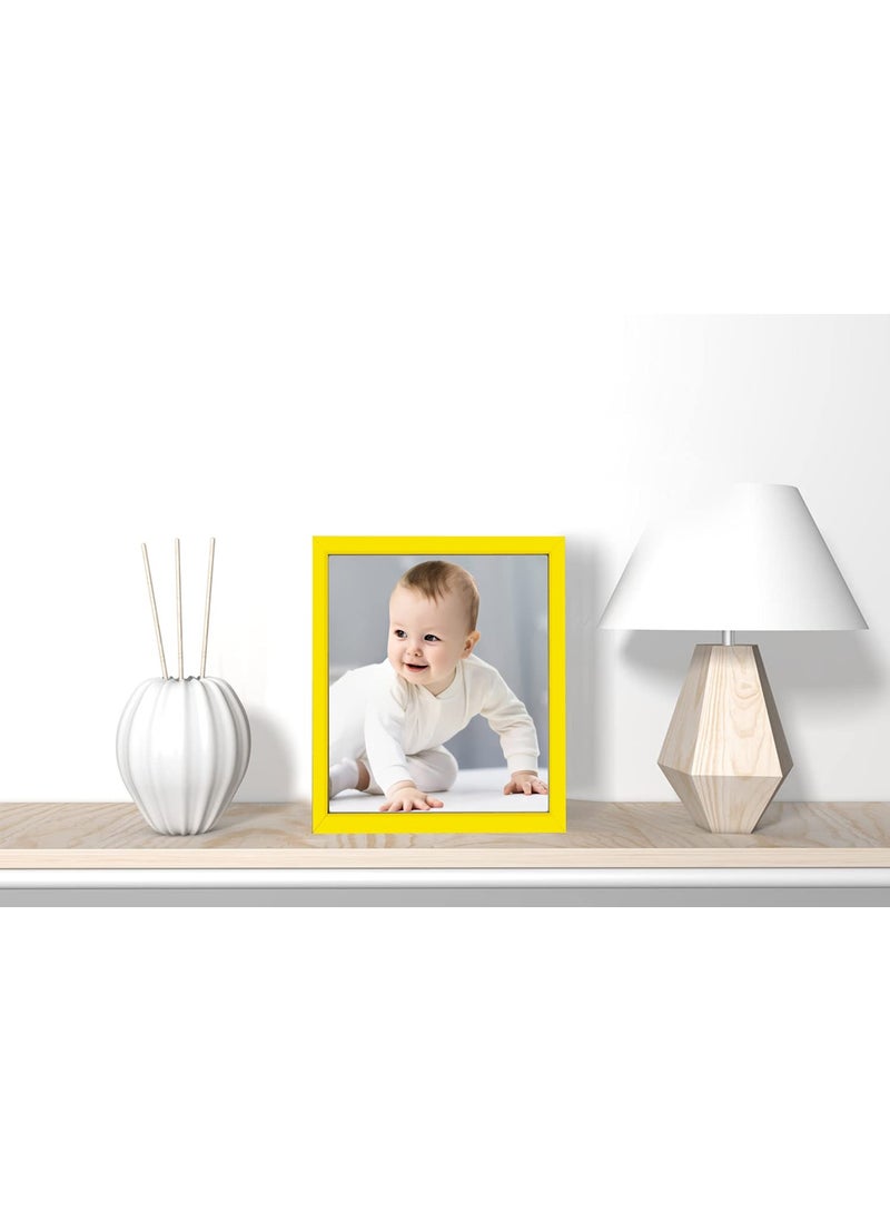 KDM HOME DECOR collage Photo Frame Set of 11 Yellow Color Clear Fiber Sheets Synthetic Wood Modern Collage Photo Frames for Wall Hanging 6 pcs 4x6 4 Pcs 5x7 1 pcs 8x10 Inch