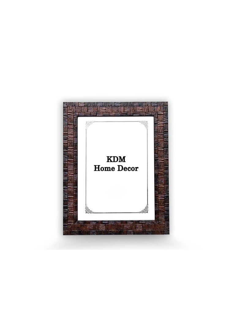 KDM HOME DECOR Photo frame 12x18 Inch Flexible Glass Synthetic Wood HangingTable Top High Density Photo Frame for Wall Decoration Box Brown Color
