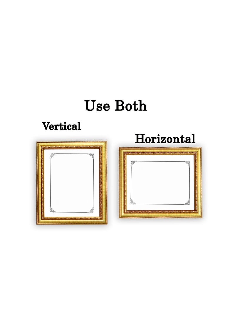 KDM HOME DECOR Photo Frame12x12 Inches Golden Color Flexible Glass Synthetic Wood Wall Hanging Modern art for Wall Decoration