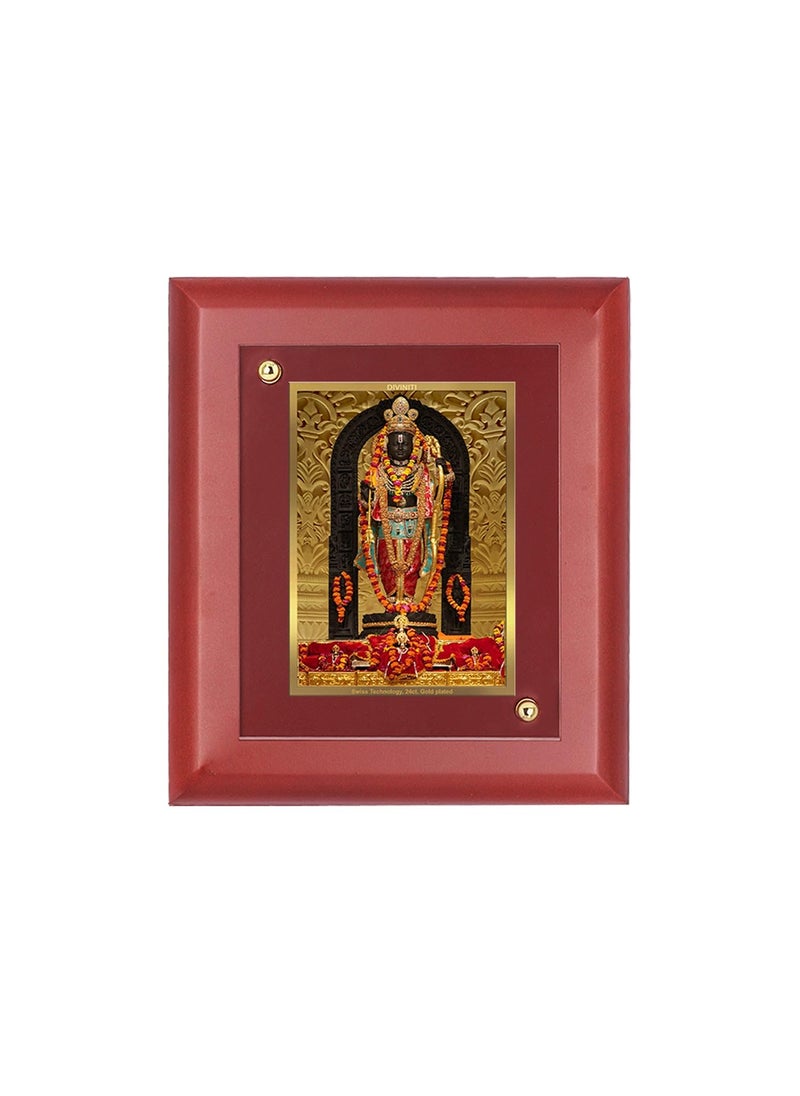 Diviniti 24K Gold Plated Ram Lalla Photo Frame For Home Decor Wall Hanging Table Top Puja Room MDF S2 with 24K Gold Plated Foil Ram Mandir For Puja Gift 16 X 20 CM