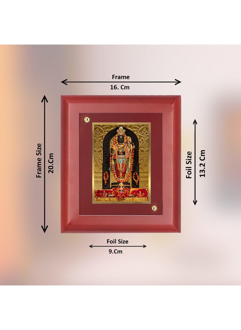 Diviniti 24K Gold Plated Ram Lalla Photo Frame For Home Decor Wall Hanging Table Top Puja Room MDF S2 with 24K Gold Plated Foil Ram Mandir For Puja Gift 16 X 20 CM