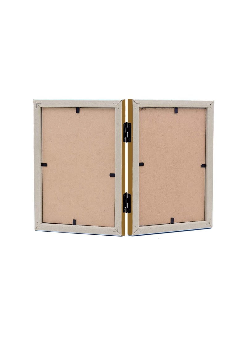 KDM Home joint Decor photo frame 8x10 Inch GoldenWhite GOL Color Synthetic Wood For Tabletop folding stand frame 2 Photo Accommodation 8x10 Inch