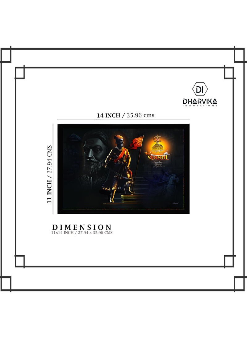 Dharvika Innovations Chatrapati Shivaji Maharaj Photo Frame Big Size Shivaji Maharaj Frame 11 14 Inch