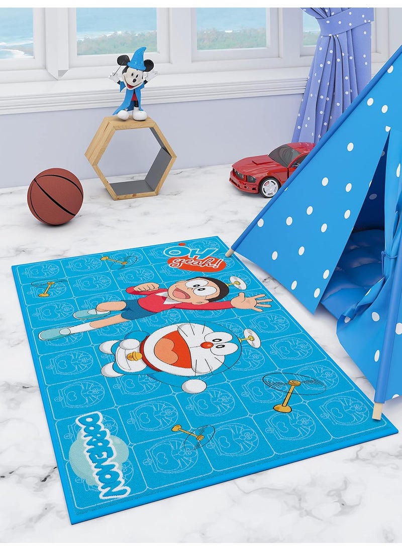 Athom Living Doraemon Kids Carpet Blue 90x150 cm