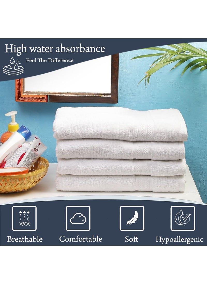 F2L 500 GSM UltraPremium 100 Pure Cotton Towels Hypoallergenic Bath Towel Set for Men Women Soft Skin Friendly Water Absorber Quick Dry 27 x 54 Inch White 4pc