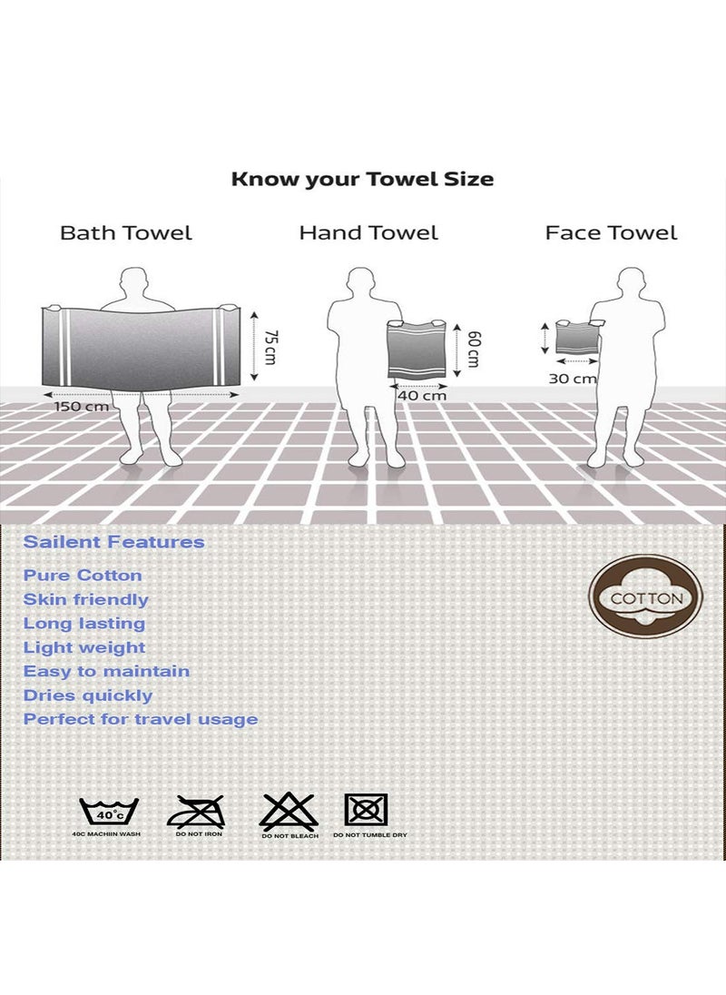 Athom Living Light Weight Cotton Premium Waffle Border Bath Towel 75x150 cm Pack of 4 Multi12